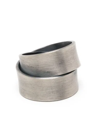 Detaj Twisted Double Ring In Matte Silver