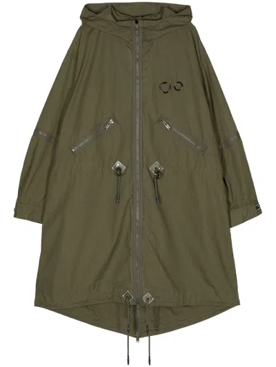 Undercover Men Solid Color Long Coat In Khaki