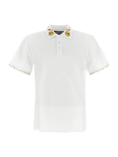 Versace Jeans Couture Logo Print Polo Shirt In White