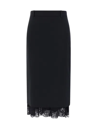 Balenciaga Lingerie Midi Skirt In Black