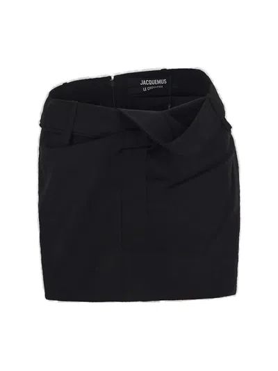 Jacquemus Twisted Mini Skirt In Black