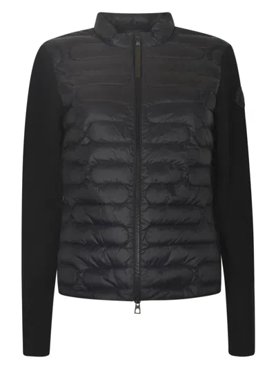 Moncler Zip Fitted Padded Jacket In Black