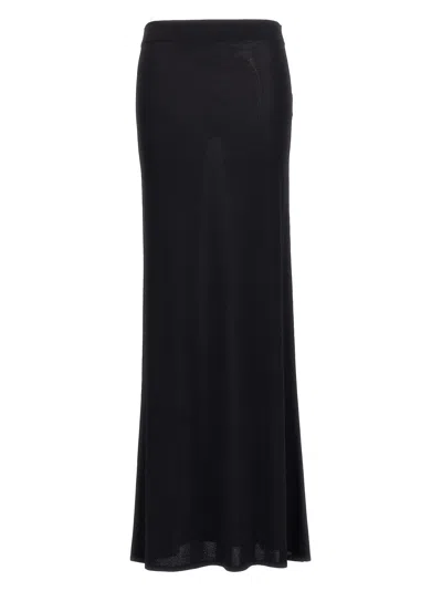 Saint Laurent Zip Detailed Long Skirt In Black