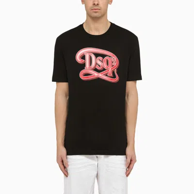 Dsquared2 Black Cotton T-shirt With Logo Print
