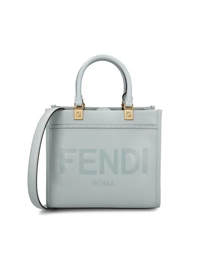 Fendi Sunshine Logo Embossed Small Tote Bag In Clear Blue
