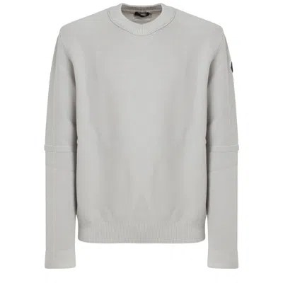 Moncler Logo Patch Crewneck Sweater In Grey
