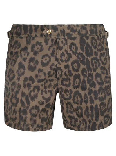 Tom Ford Animal Print Shorts In Light Brown