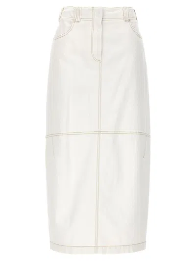 Brunello Cucinelli High-waist Straight Hem Midi Skirt In White