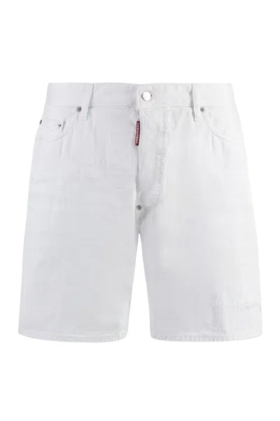 Dsquared2 Cotton Bermuda Shorts In White