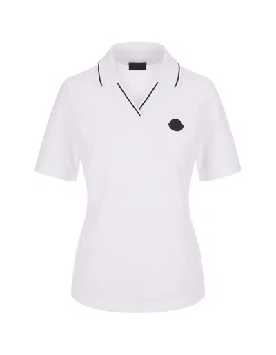 Moncler White Polo Shirt With Iconic Felt