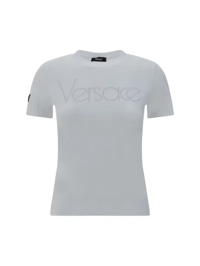 Versace T-shirt In White+crystal