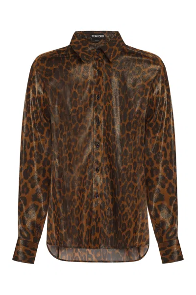 Tom Ford Silk Shirt In Brown