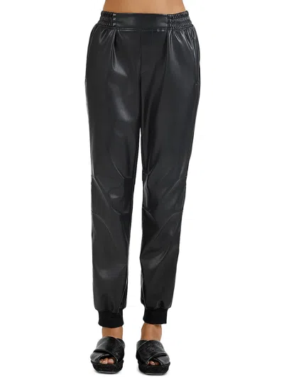 Atm Anthony Thomas Melillo Womens Faux Leather High Rise Jogger Pants In Black