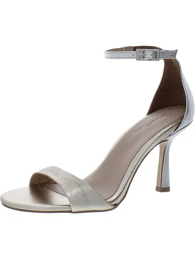 27 Edit Violette Womens Leather Ankle Strap Heels In Silver