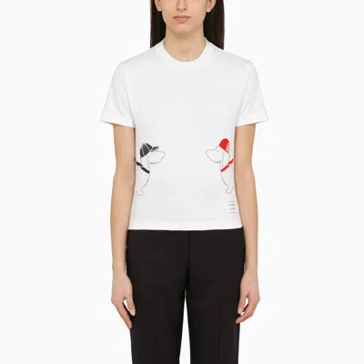 Thom Browne White Cotton T-shirt With Embroidery Women