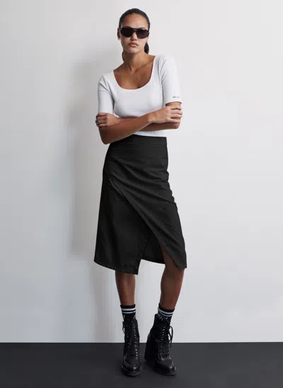 Dkny Women's Wrap Midi Skirt In Black