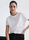 Dkny Metallic Bubble Logo Knot Front T-shirt In White