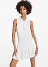 Dkny Women's Half Zip Pleated Dress In White