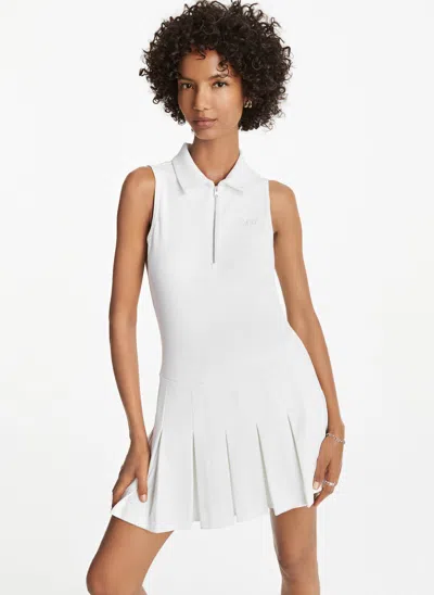 Dkny Women's Half Zip Pleated Dress In White