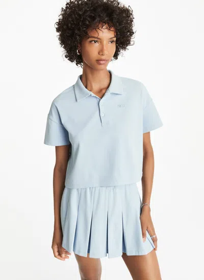Dkny Tech Pique Cropped Polo In Blue