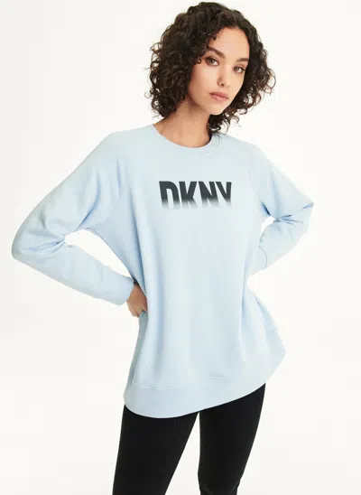 Dkny Women's Fade Away Logo Crew Neck Pullover In Blue
