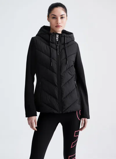 Dkny Light Weight Puffer In Black