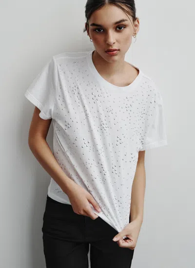Dkny Scattered Dome Studs Boxy T-shirt In White