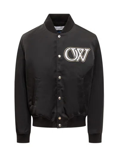Off-white Varsity Bomber Jacket With Logo In Black