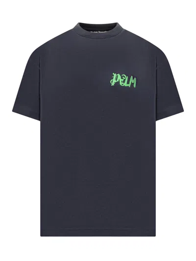 Palm Angels T-shirt With I Am Lost Logo In Blue