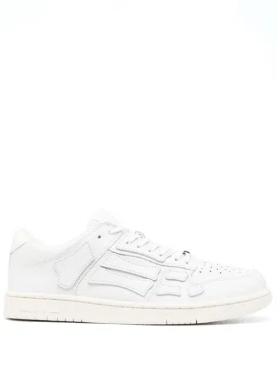 Amiri Skel Top Low White Trainers With Skeleton Patch In Leather Man In Bianco