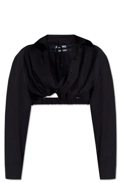 Jacquemus Bahia Cropped Shirt In Black