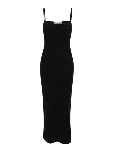 Jacquemus La Dressing Gown Sierra Knit Dress In Black
