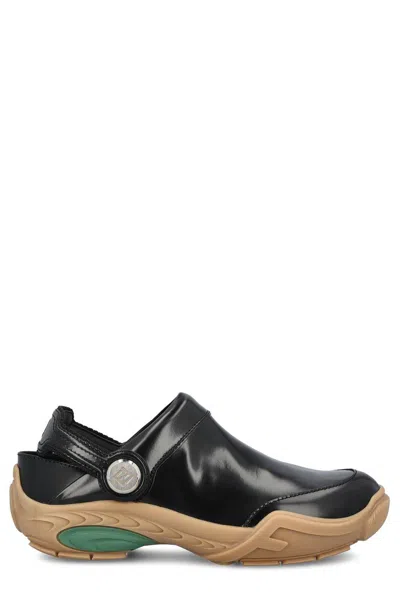 Fendi Lab Slip-on Clogs In Black