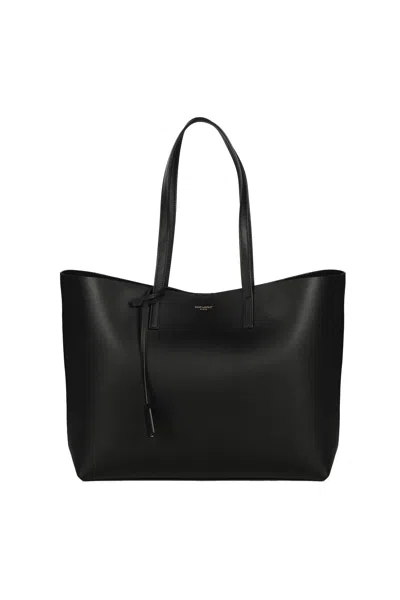 Saint Laurent Leather Shopping Bag In Black