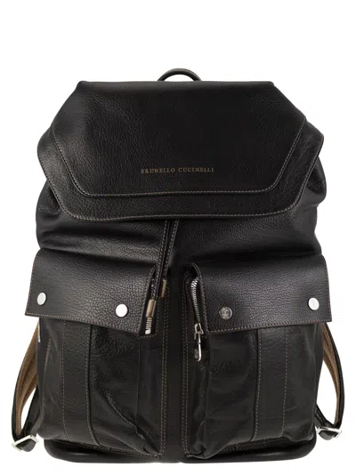Brunello Cucinelli Leather Backpack In Black
