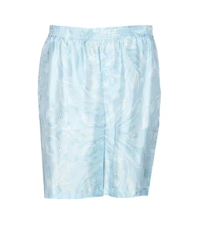 Versace Barocco Shorts In Blue