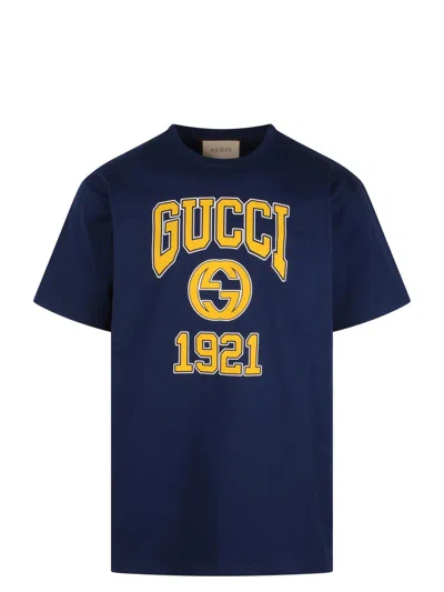 Gucci Printed Jersey T-shirt In Blue