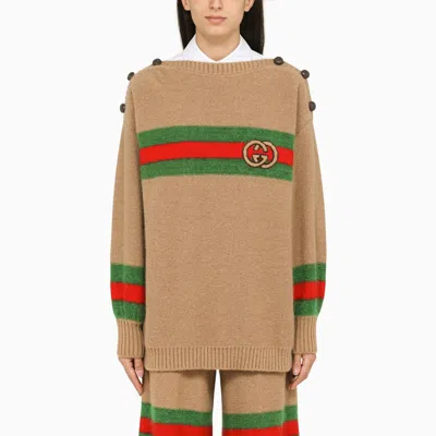 Gucci Camel Wool Crew-neck Sweater