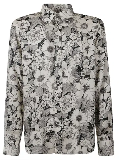 Tom Ford Floral Printed Shirt In Combo White/black