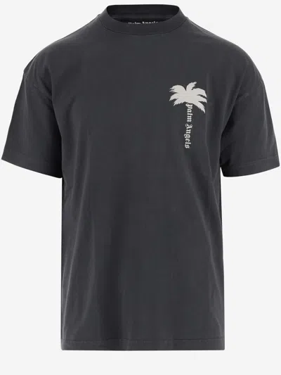 Palm Angels Palm Cotton T-shirt In Grey