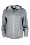 Brunello Cucinelli Cotton And Silk Sweatshirt With Hood And Monili On The Zip In Grey