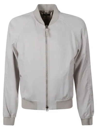 Tom Ford Classic Fitted Zipped Bomber In Ivory