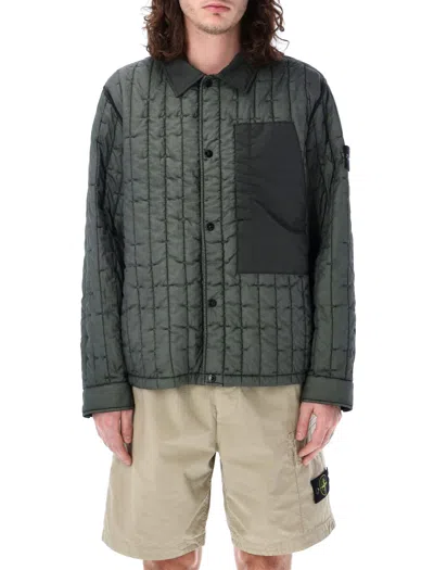 Stone Island Quilted Shirt-jacket In Musk