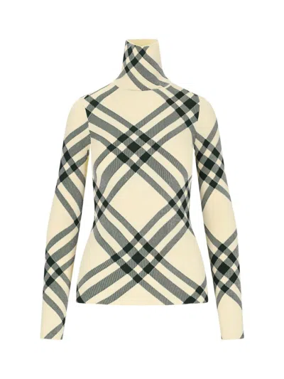 Burberry Check-pattern High-neck Knitted Jumper In Multicolor