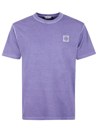 Stone Island Logo Patch Crewneck T-shirt In Purple