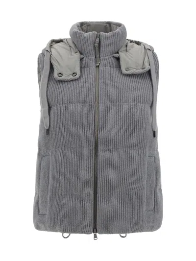 Brunello Cucinelli Vest In Peltro+grigio Chiaro