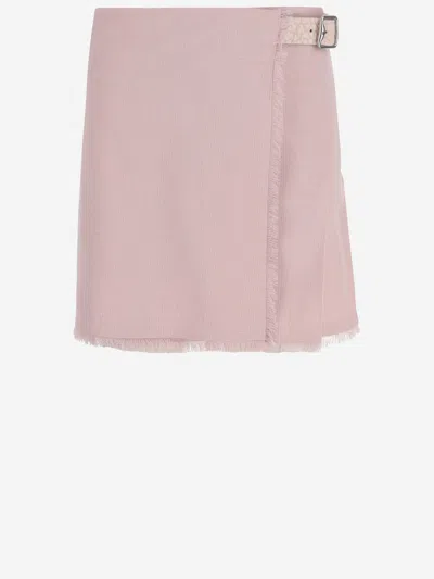 Burberry Pleated Mini Skirt With Belted Detail In Pink