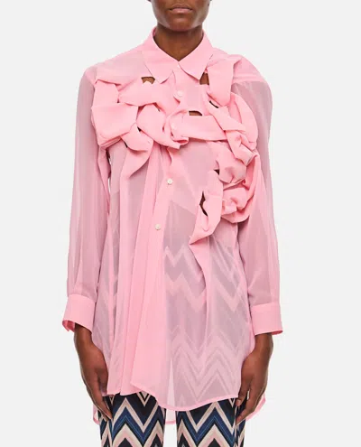 Comme Des Garçons See-trough Georgette Shirt In Pink