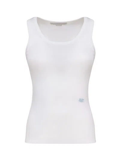 Stella Mccartney Logo Embroidered Tank Top In Pure White