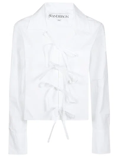 Jw Anderson J.w. Anderson Bow Tie Cropped Shirt In White